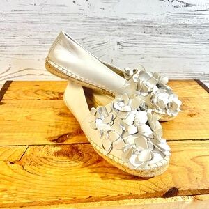 Tory Burch shoes flats white blossom espadrille leather 8.5